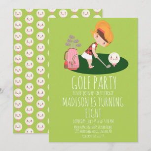 Invitation Filles Golf Cute Anniversaire