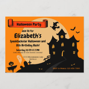 Invitation Filles Halloween Spooktacular Birthday Party