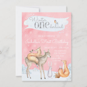 Invitation Filles Hiver ONEderland 1er Anniversaire Invitatio