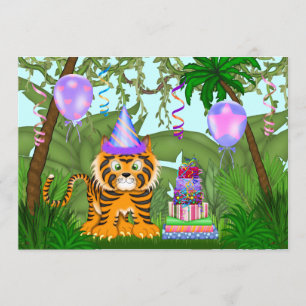 Invitation Filles Jungle Bengale Tigre Anniversaire Invitatio