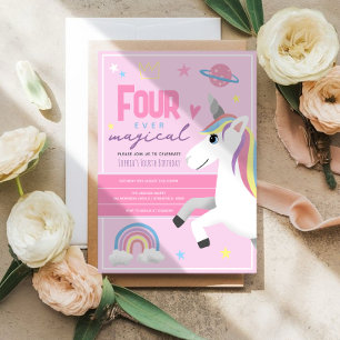 Invitation Filles Licorne Rose Pour Toujours Magique 4ème Ann