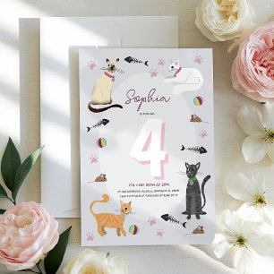 Invitation Filles mignonne rose Kitty Anniversaire de enfant 