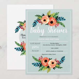 Invitation Filles mignonnes fleurs Baby shower de fleurs bota