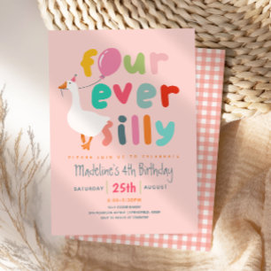 Invitation Filles Mignonnes “Folle Pour Toujours” 4ème Annive