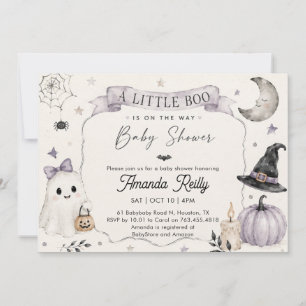 Invitation Filles Mignonnes Petit Boo Halloween Baby Shower