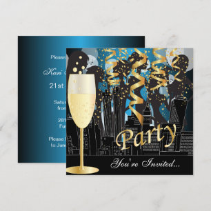 Invitation Filles Night Out Fête d'anniversaire Bleu métall