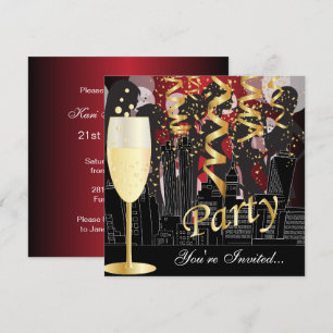 Invitation Filles Night Out Fête d'anniversaire   Rouge métal