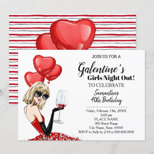Invitation Filles Night Out Galentine's Birthday Party Bash