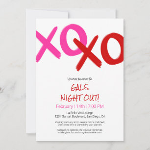 Invitation Filles Night Out mignonne Red XOXO Galentine Day P