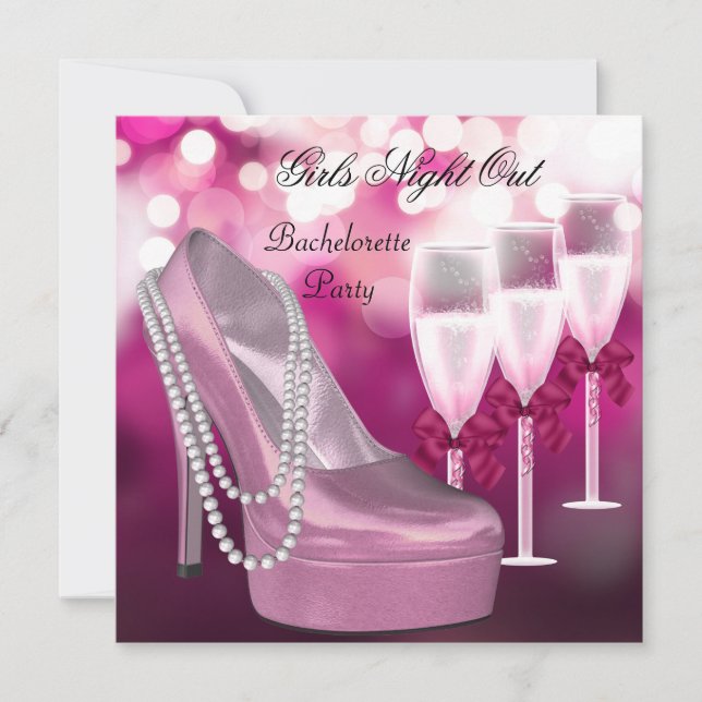 Invitation Filles Nuit Sortir Chaussures Roses Hi Talons Cham (Devant)