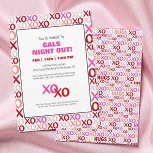 Invitation Filles Nuit Sortir XOXO Rose mignonne Fête de la S