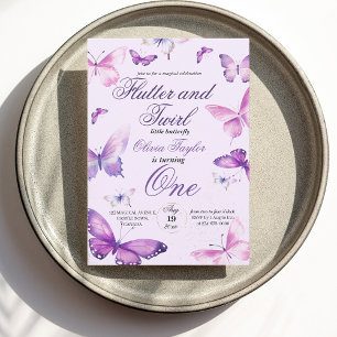 Invitation Filles papillon 1er anniversaire