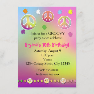 Invitation Filles Pastel Tie Dye Fête d'anniversaire Super