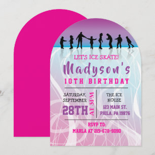 Invitation Filles Patinage ICE SKATING anniversaire de fête I