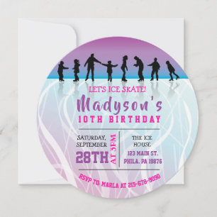 Invitation Filles Patinage ICE SKATING anniversaire de fête I