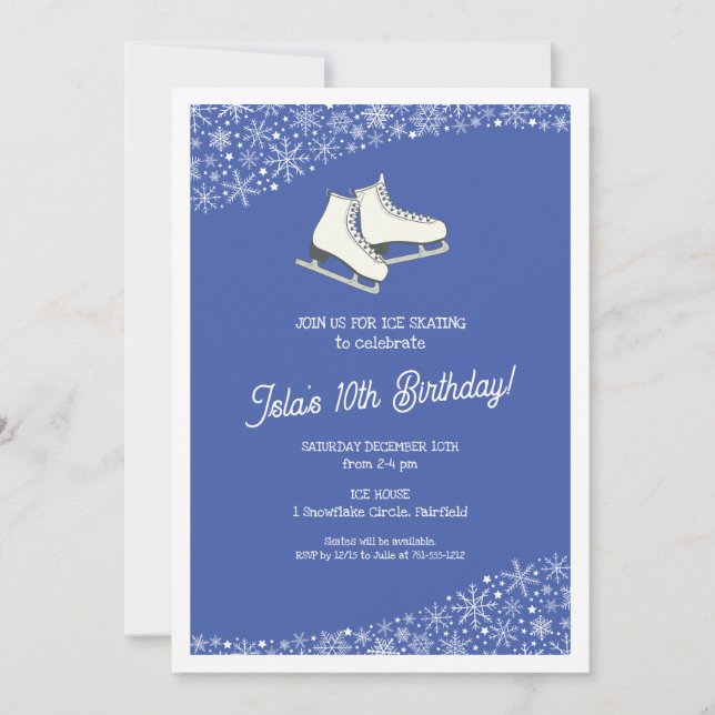 Invitation Filles Patinage sur glace Fête d'anniversaire (Devant)