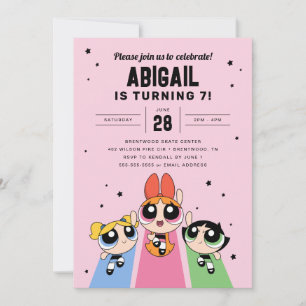 Invitation Filles Powerpuff Anniversaire - Rose