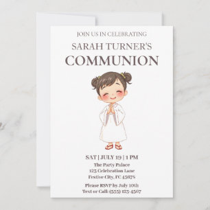 Invitation Filles première communion chrétienne