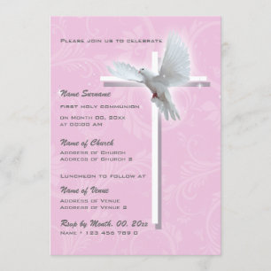 Invitation Filles religieuses de confirmation de communion de