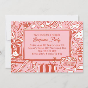 Invitation Filles rose rouge coulepover fête d'anniversaire