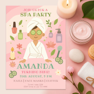Invitation Filles roses Spa Anniversaire, Robes, Masques Visa