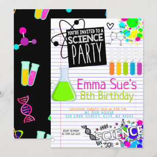 Invitation Fille's Science Lab Scientist Party Anniversaire