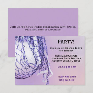 Invitation Filles sport violet léger Volley-ball Anniversaire
