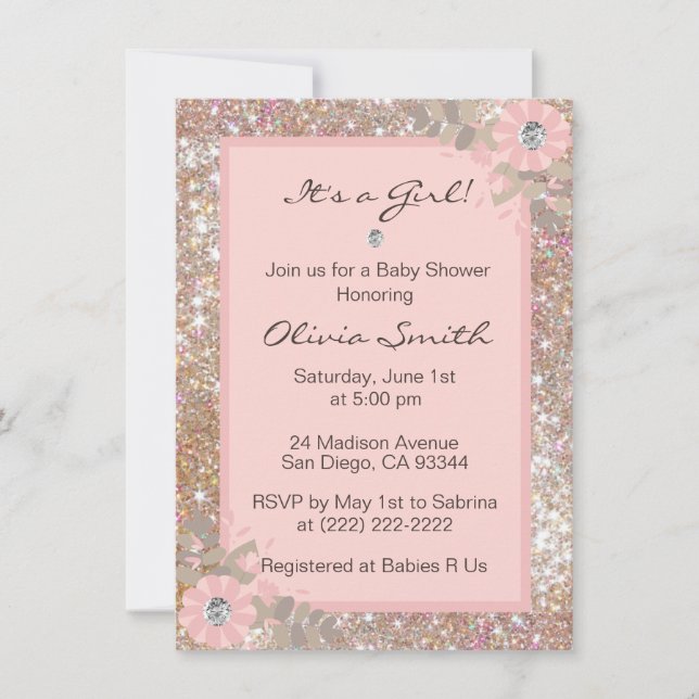 Invitation Filles uniques d'invitations de baby shower - (Devant)