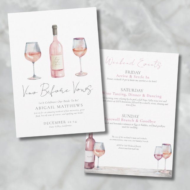 Invitation Filles Vino Avant Vows Vine Bachelorette Party (Girls Vino Before Vows Wine Bachelorette Party Invitation)