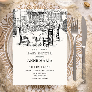 Invitation Filles vintages ayant un baby shower de thé