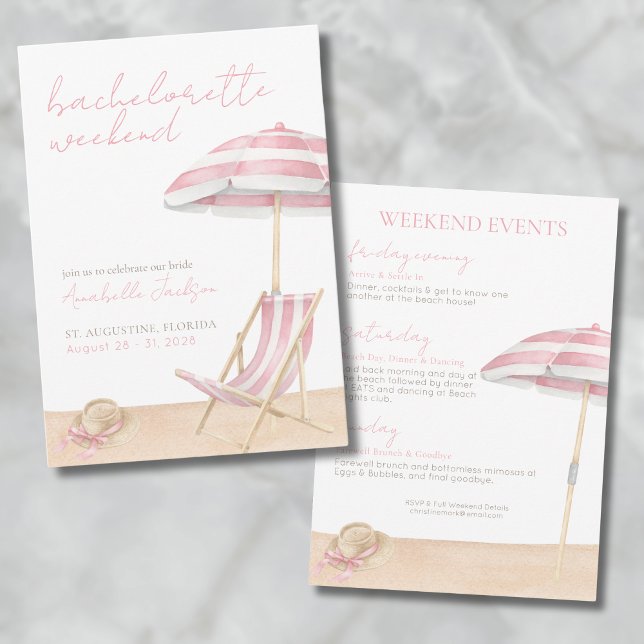 Invitation Filles Weekend Beach Bachelorette Party (Girls Weekend Beach Bachelorette Party Invitation)