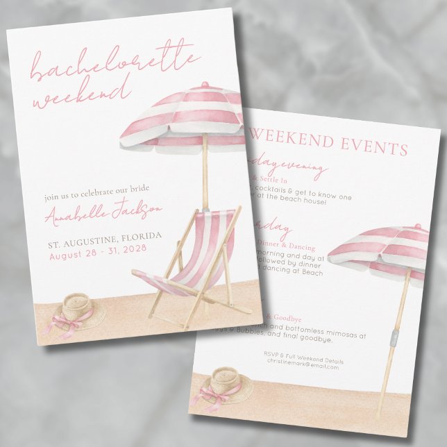 Invitation Filles Weekend Beach Bachelorette Party (Girls Weekend Beach Bachelorette Party Invitation)