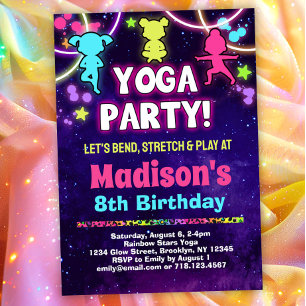 Invitation Filles Yoga fête d'anniversaire