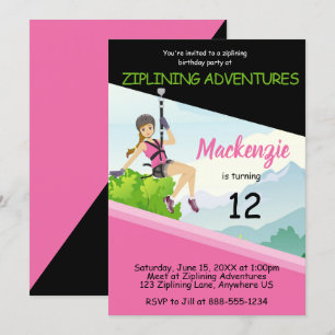 Invitation Filles Ziplining Anniversaire