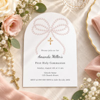 Fillet de perles rose fille Première Communion Arc