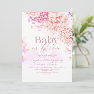 Invitation Fillet Rose Floral Bébé en fleurs Fille de douche