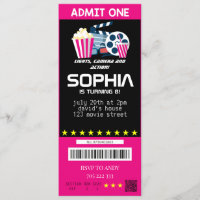 Fillette Movie Party Billets rose Anniversaire