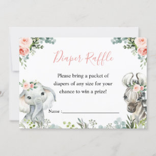 Invitation Fillette Safari Baby shower animal Déchets Raffle