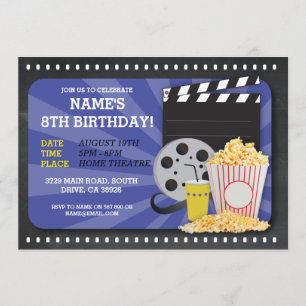Invitation Film de nuit Cinéma Anniversaire Fête Voir Invitat