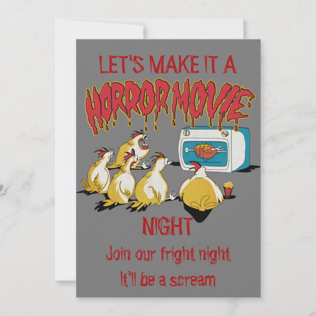 Invitation Film d'horreur de poulet de bande dessinée humour  (Devant)