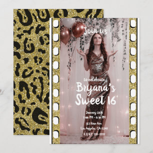 Invitation Film Hollywood Photo de guépard de cinéma Sweet 16