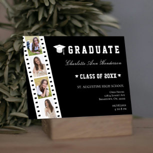 Invitation Filmstrip Four Photo Collage Open House   Black
