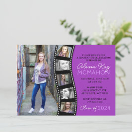 Invitation Filmstrip violet unique 6 Diplôme photo