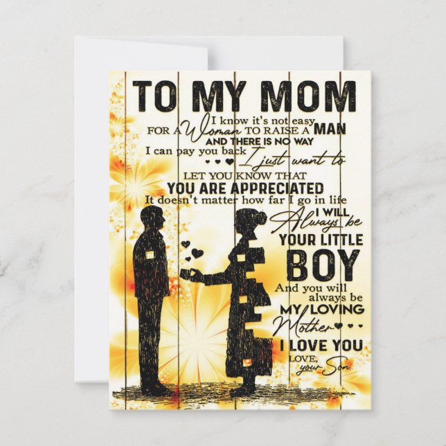 Invitation Fils à ma lettre de maman | Nouveau cadeau de déco (Devant)