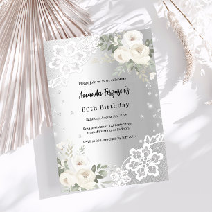 Invitation Fils blancs en argent diamants anniversaire