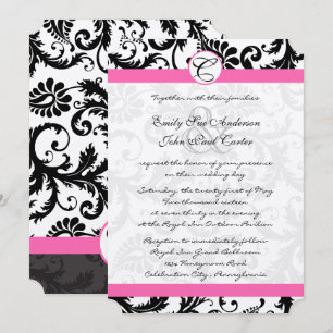 Invitation Fils Damas Noir & Blanc Fuchsia Trier Rose