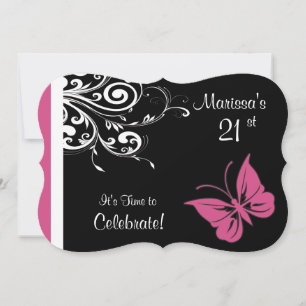 Invitation Fils de papillon Cranberry rose fête d'anniversair