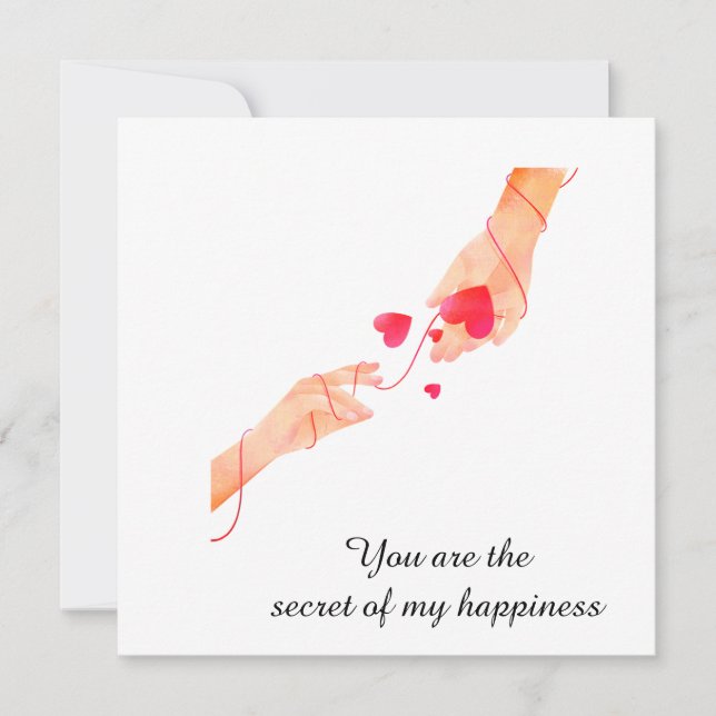 Invitation "Fils rouge romantique du destin Mains & Cœurs – E (Devant)