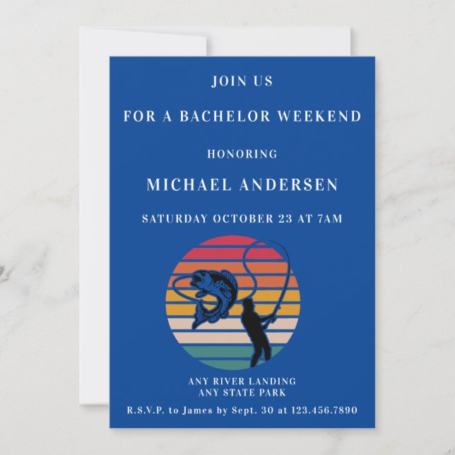 Invitation Fin de semaine de baccalauréat de pêche personnali (Devant)