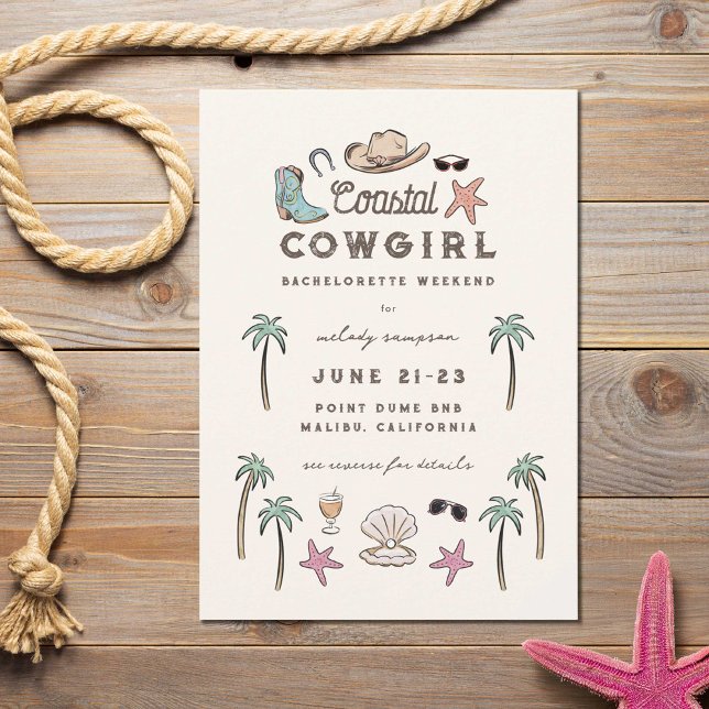 Invitation Fin de semaine de bachelorette Coastal Cowgirl (Créateur téléchargé)
